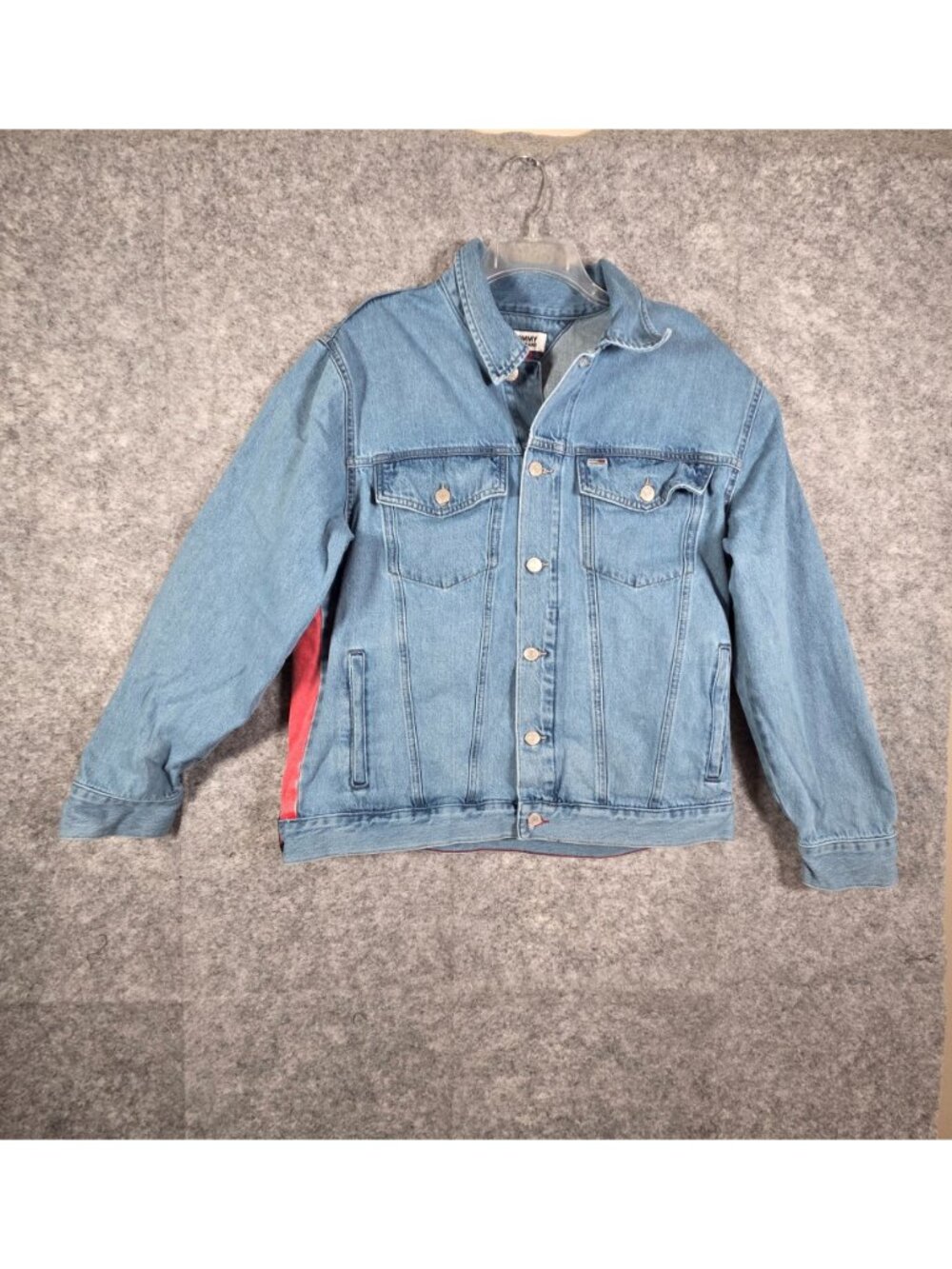 Tommy Hilfiger Jeans Women's Button Up Trucker Denim Jacket Blue  L Colorblock - Picture 2 of 9